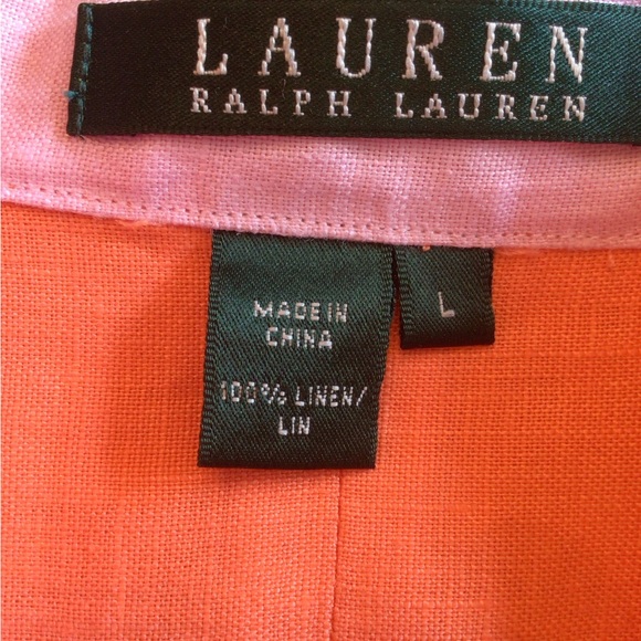 Ralph Lauren NWT 100% Linen button down 3/4 sleeve shirt. - Picture 6 of 7